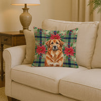 Red Leonberger Christmas PoinsettIas Throw Pillow