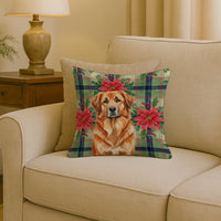 Red Leonberger Christmas PoinsettIas Throw Pillow