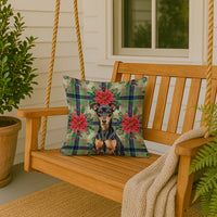 Manchester Terrier Christmas PoinsettIas Throw Pillow
