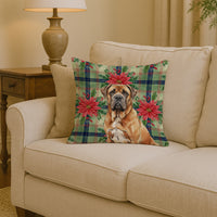Neapolitan Mastiff Christmas PoinsettIas Throw Pillow
