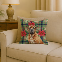 Neapolitan Mastiff Christmas PoinsettIas Throw Pillow