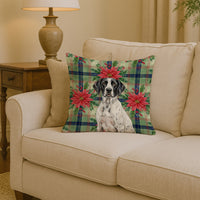 Black and White Pointer Christmas PoinsettIas Throw Pillow
