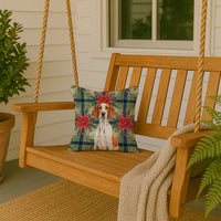 Orange and White Pointer Christmas PoinsettIas Throw Pillow
