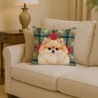 Pomeranian Christmas PoinsettIas Throw Pillow