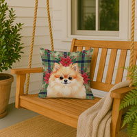 Pomeranian Christmas PoinsettIas Throw Pillow