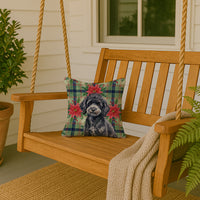 Toy Black Poodle Christmas PoinsettIas Throw Pillow