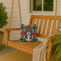 Portuguese Water Dog Christmas PoinsettIas Throw Pillow