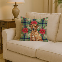 Rhodesian Ridgeback Christmas PoinsettIas Throw Pillow