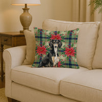 Black and Tan Saluki Christmas PoinsettIas Throw Pillow