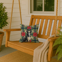 Black and Tan Saluki Christmas PoinsettIas Throw Pillow