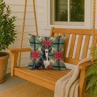 Black and Tan Saluki Christmas PoinsettIas Throw Pillow