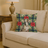 Grizzle Saluki Christmas PoinsettIas Throw Pillow