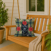 Schipperke Christmas PoinsettIas Throw Pillow