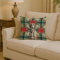 Brindle Scottish Deerhound Christmas PoinsettIas Throw Pillow