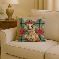 Wheaten Scottish Deerhound Christmas PoinsettIas Throw Pillow
