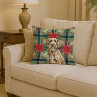 Spinone Italiano Christmas PoinsettIas Throw Pillow