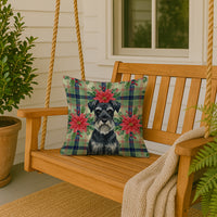 Standard Schnauzer Christmas PoinsettIas Throw Pillow