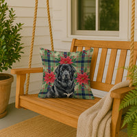 Black Tibetan Mastiff Christmas PoinsettIas Throw Pillow