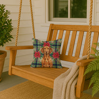 Vizsla Christmas PoinsettIas Throw Pillow