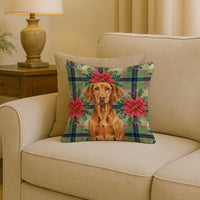 Vizsla Christmas PoinsettIas Throw Pillow