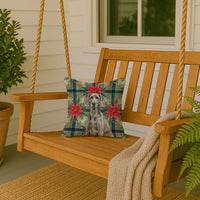 Weimaraner Christmas PoinsettIas Throw Pillow