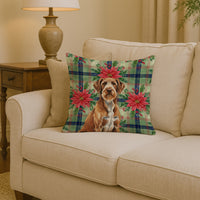 Wirehaired Pointing Griffon Christmas PoinsettIas Throw Pillow