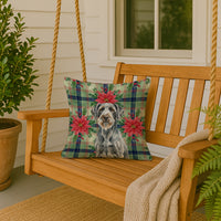 Steel Gray Wirehaired Pointing Griffon Christmas PoinsettIas Throw Pillow
