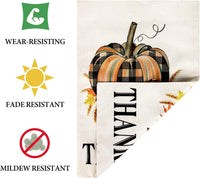 Fall Garden Flag 12×18 Inch, Buffalo Check Double Sided Pumpkin Garden Flag Fall Decor with Sunflowers for Yard House Fall Thanksgiving Pumpkin Front Porch Decor (Black Orange-12.5 X 18)