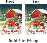 Christmas Garden Flag, Red Truck Christmas Flag 12X18 Double Sided for Outdoors Yard, Small Burlap Farmhouse Winter Garden Flag Holiday Seasonal Home Decorations