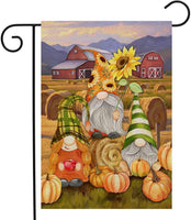 Gnome Fall Garden Flag 12X18 Double-Sided Autumn Garden Flag Farm Sunflower Harvest Vertical Lawn Sign Home Outdoor Decoration