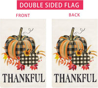 Fall Garden Flag 12×18 Inch, Buffalo Check Double Sided Pumpkin Garden Flag Fall Decor with Sunflowers for Yard House Fall Thanksgiving Pumpkin Front Porch Decor (Black Orange-12.5 X 18)