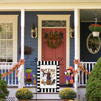 Halloween Boo Y'All Pumpkin Ghost Garden Flag Black Cat Watercolor Stripe Halloween Yard Flag Double Sized Burlap Farmhouse Outdoor Yard Decor 12.5 X 18 Inch (Stripe Boo Y'All)