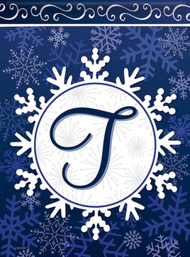 Carson Winter Snowflake Monogram T 46632  Carson Garden Flag 12.5" x 18" '46632 Flags