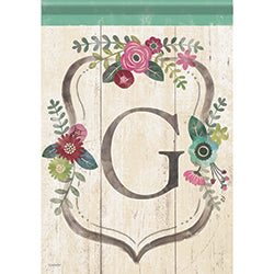 Carson Classic Floral Monogram G 46973  Carson Garden Flag 12.5" x 18" '46973 Flags