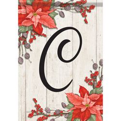 Carson Poinsettia Monogram C 49105  Carson Garden Flag 12.5" x 18" '49105 Flags