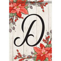 Carson Poinsettia Monogram D 49106  Carson Garden Flag 12.5" x 18" '49106 Flags