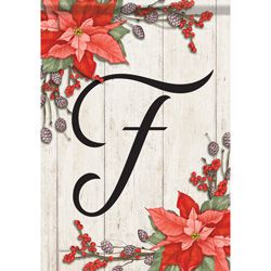 Carson Poinsettia Monogram F 49108  Carson Garden Flag 12.5" x 18" '49108 Flags