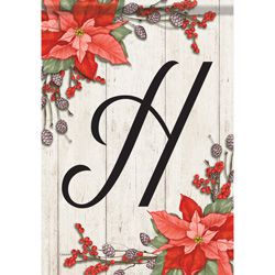 Carson Poinsettia Monogram H 49110  Carson Garden Flag 12.5" x 18" '49110 Flags