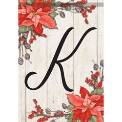 Carson Poinsettia Monogram K 49112  Carson Garden Flag 12.5" x 18" '49112 Flags