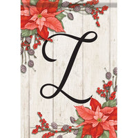 Carson Poinsettia Monogram L 49113  Carson Garden Flag 12.5" x 18" '49113 Flags
