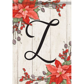 Carson Poinsettia Monogram L 49113  Carson Garden Flag 12.5" x 18" '49113 Flags