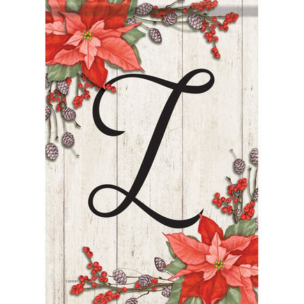 Carson Poinsettia Monogram L 49113  Carson Garden Flag 12.5" x 18" '49113 Flags