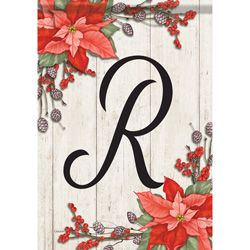 Carson Poinsettia Monogram R 49117  Carson Garden Flag 12.5" x 18" '49117 Flags