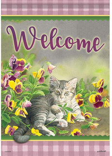 Carson Pansy Kitten Welcome 49248  Carson Garden Flag 12.5