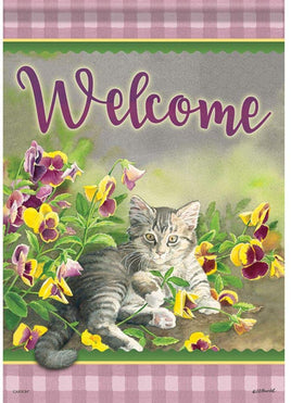 Carson Pansy Kitten Welcome 49248  Carson Garden Flag 12.5" x 18" '49248 Flags