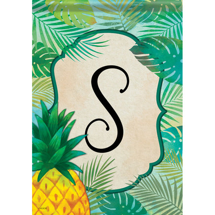 Carson Palms & Floral Monogram S Dura Soft 49279  Carson Garden Flag 12.5" x 18" '49279 Flags